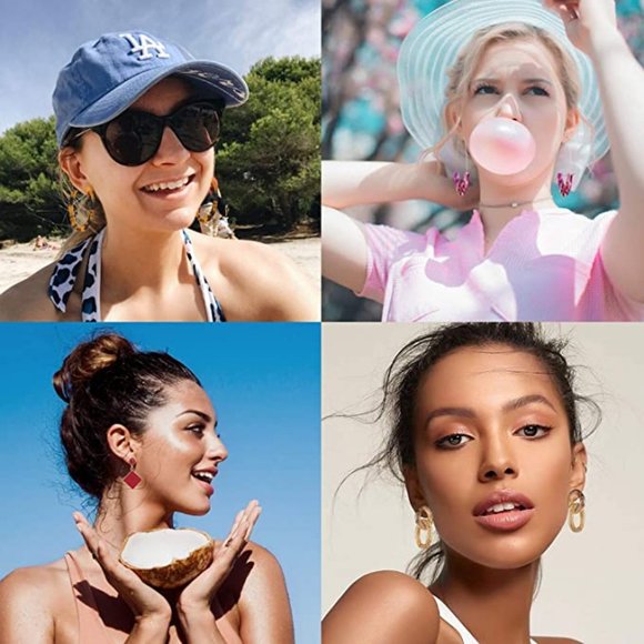 8-pairs Statement Bohemian Dangle Fashion Earrings Hoop Leopard Earrings - Picture 5 of 6